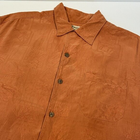 Tommy Bahama Other - Tommy Bahama Shirt Mens Medium Silk Orange Short Sleeve Hawaiian Camp Mens M
